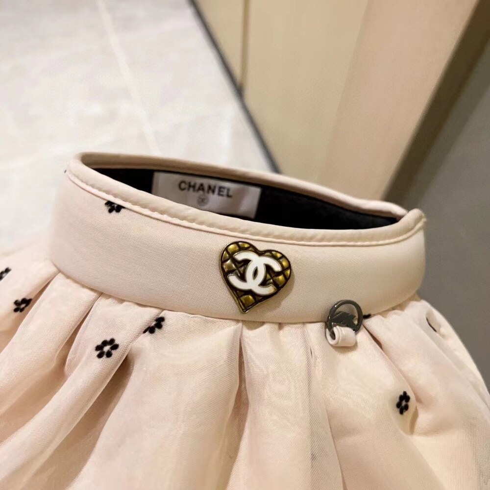 Chanel Tulle Bow Sun Visor in Beige - Picture 2 of 8